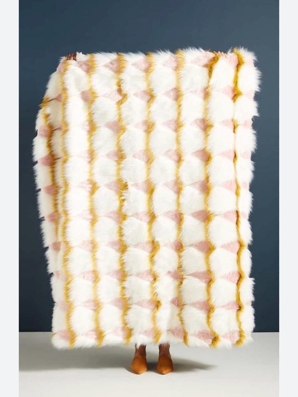 Anthropologie Coren Faux Fur Throw Blanket